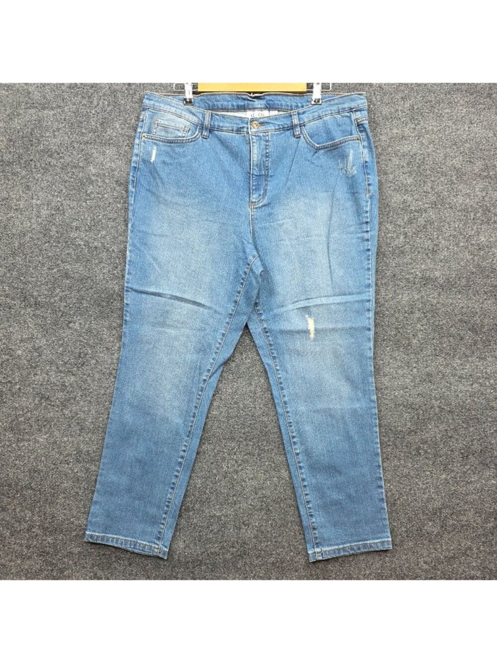 d&co Distressed Jeans 18W Blue Denim High Rise Casual Streetwear Edgy Indie
